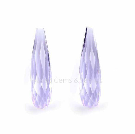 8x30mm Purple Amethyst Quartz Faceted Long Drop Gemstone, Calibrated Teardrop Stones For Jewelry Earring Making -Best Quality Stone 2 Pcs