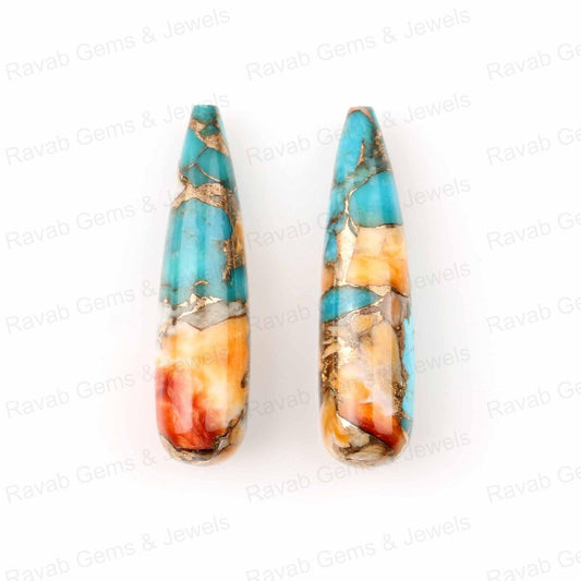 9x30mm Amazonite Copper Teardrop Shape Smooth Briolette Gemstone, Calibrated Loose Beads, Semi Precious Stones Jewelry making - 2 Pcs Set