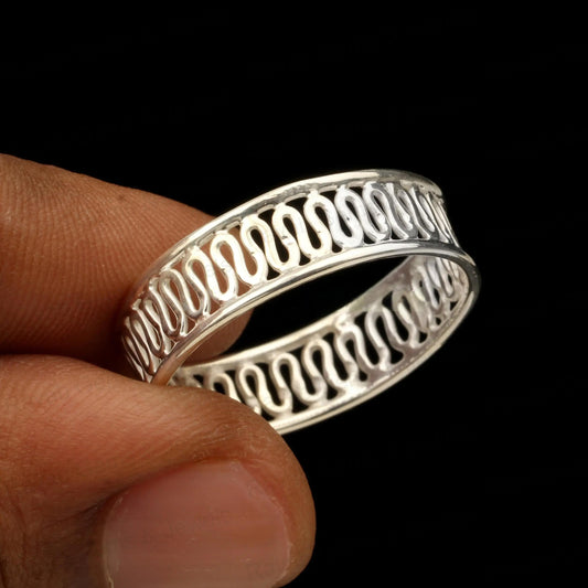 925 Sterling Solid Silver Ring, Unisex Men Women, Rope Scroll Bali Ring, Band Braided Design, Thumb Ring, Everyday Wear Ring, Birthday Gifts