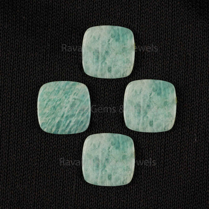 Natural Amazonite Cushion Shape 12mm Both Side Flat Gemstone, Calibrated Stones, Matching pair Stone For Jewelry Making 2 Pcs Set