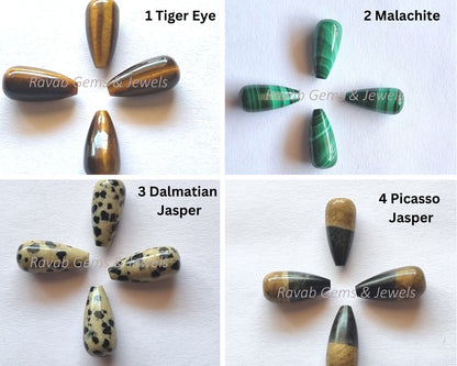 7x15mm Malachite Tiger Eyes Jasper Drop Smooth Gemstone Drops Smooth Briolette, Gemstone Semi precious jewelry makingEarrings - 2 pcs set