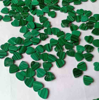 Natural Malachite, 12x12 mm Heart Shape, Both Side Flat, Calibrated Smooth, Loose Gemstone, Semi Precious Stone, For Jewelry Earring 2 Pcs