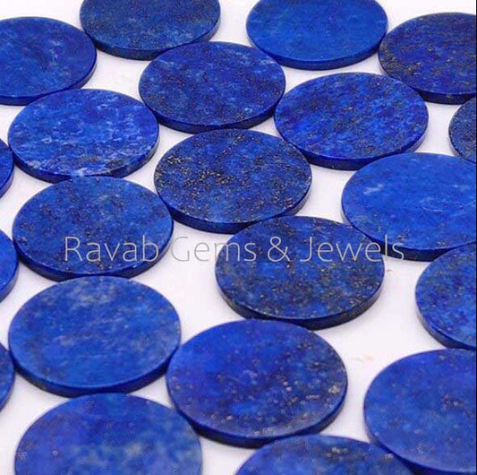 10 Pcs Natural Lapis Lazuli Round Shape Flat Gemstone For Jewelry Making, Best Quality Loose Beads Stone For Earring Making 8-10mm Set