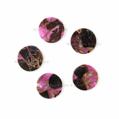 Purple Black Copper TurquoiseCoin Shape Flat Gemstone For Jewelry Making, Loose Beads Calibrated Stone For Jewelry Set Making 2 Pcs Set