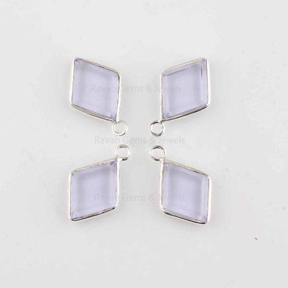 Pink Amethyst Quartz Rhombus Shape Faceted Gemstone 925 Sterling Silver Charm For Jewelry, 10x14mmm Briolette Gemstone Charms Gifted 1 Pcs