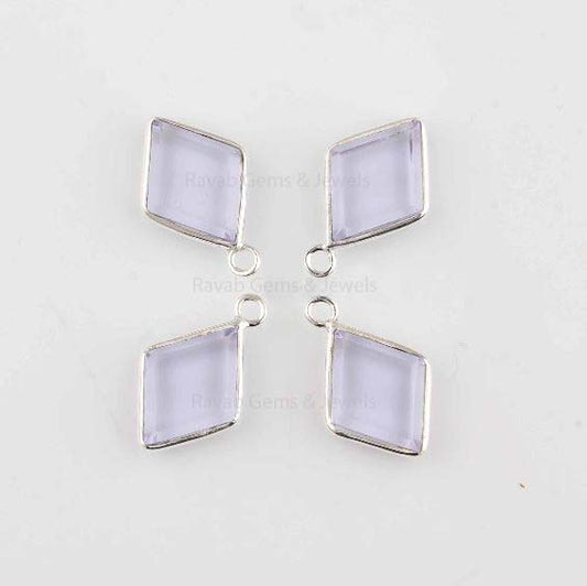 Pink Amethyst Quartz Rhombus Shape Faceted Gemstone 925 Sterling Silver Charm For Jewelry, 10x14mmm Briolette Gemstone Charms Gifted 1 Pcs