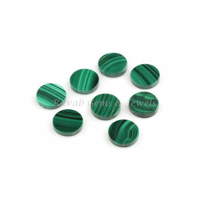 Natural Malachite Round Coin Shape Flat Gemstone, For Jewelry Making, Loose Beads, Smooth Calibrated, All Sizes Available 12mm 5 pcs