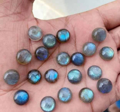 Calibrated Natural Blue Flashy Labradorite 12mm Stone, Round Shape Gemstone Cabochons, Smooth Stone, For Jewelry, 5 Pcs Set DIY