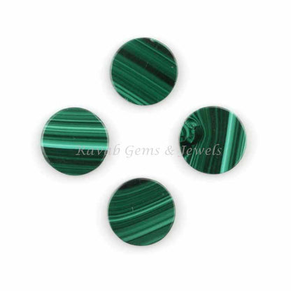 Natural Malachite Round Coin Shape Flat Gemstone, For Jewelry Making, Loose Beads, Smooth Calibrated, All Sizes Available 12mm 5 pcs