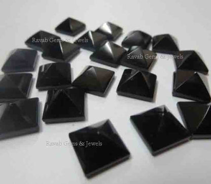 Black Onyx Square Shape Pyramid Step Cut Faceted Gemstone, Calibrated Loose Beads Stone For Jewelry Making For Gifted 12mm 5 pcs