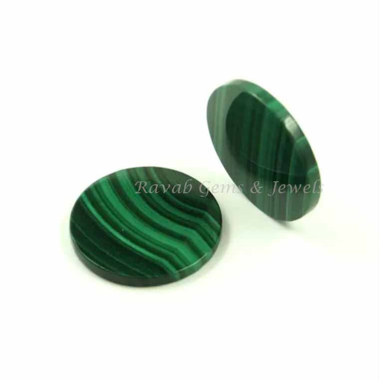 Natural Malachite Coin Shape 12mm Flat Gemstone For Jewelry Making, Loose Beads Calibrated Stone For Jewelry Making 2 Pcs Set, All Sizes