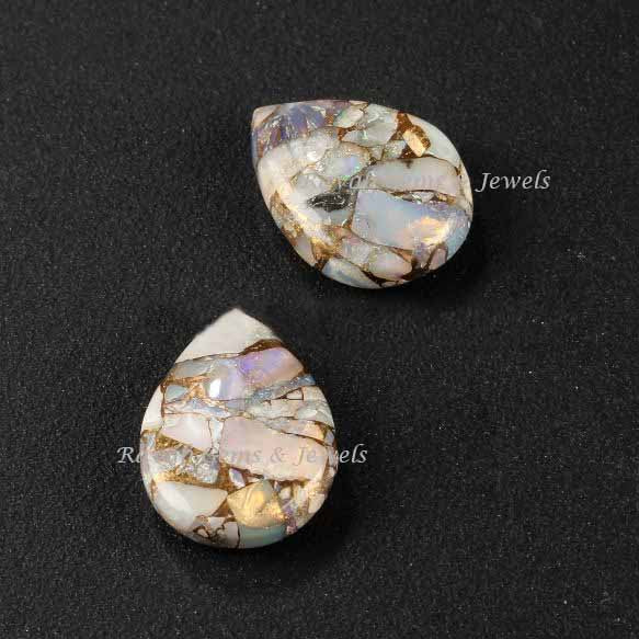 Ethiopian Opal Copper Composite Pear Shape Loose Gemstone Mohave Calibrated Smooth Semi Precious Stone For Jewelry Pendant Earrings Making