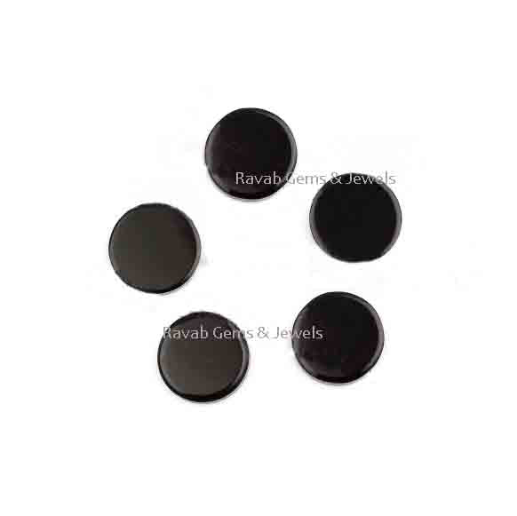 Black Onyx Round Coin Shape Flat Gemstone For Jewelry Making, Loose Beads Calibrated Stone For Jewelry Set Making 5 Pcs Set All Sizes