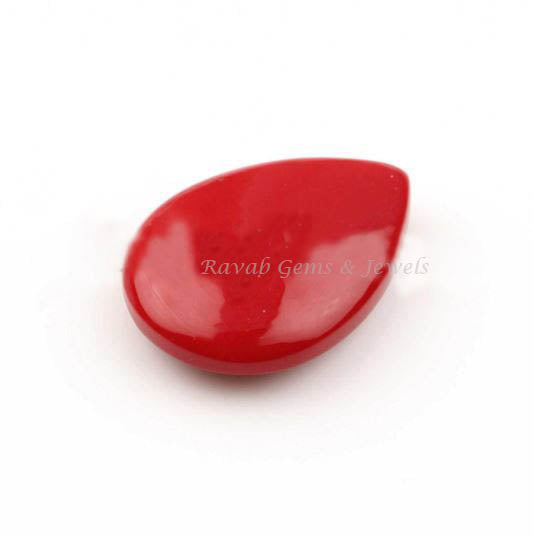 Red Coral (Lab Created) Pear 16x22mm Smooth Briolette Gemstone, Calibrated Loose Beads, Semi Precious Stone, For Jewelry Pendant Making 1 Pc