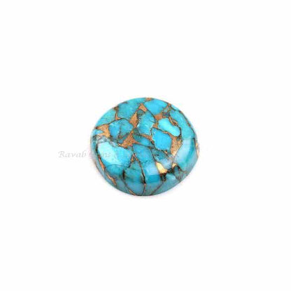 Blue Copper Turquoise Round 5mm to 20mm Cabochon Loose Gemstone, Smooth Calibrated, Semi Precious Stone, For Making Pendant Jewelry 1 Pc