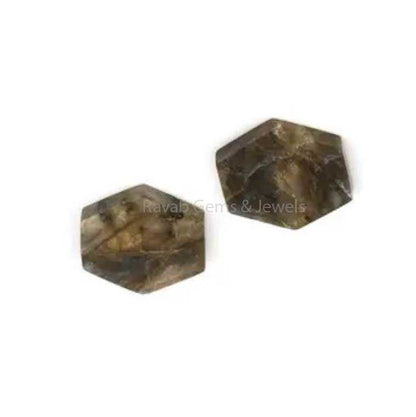 Natural Labradorite Hexagon Shape Flat Gemstone, Loose Beads Stones For Pendant Earring Making 12mm 2 Pcs Set, Bridemaid Jewlery Making Gift