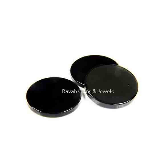 Black Onyx Round Coin shape 12mm Flat Gemstone for jewelry making, Black Onyx pendant, earrings, necklace etc making beads 2 pcs set