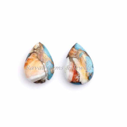 Mohave Copper Oyster Turquoise 12x16mm Pear Gemstone Briolette, Pear Shape Briolettes, Loose Gemstone Briolette, Turquoise Briolette- 2 Pcs