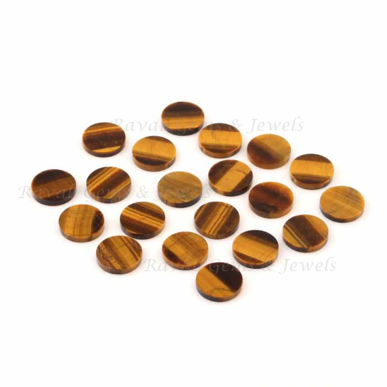 Natural Tiger Eye Coin Shape Disc 12mm Flat Gemstone For Jewelry Making, Loose Beads Calibrated Stone For fancy Earrings 2 Pcs Set Available