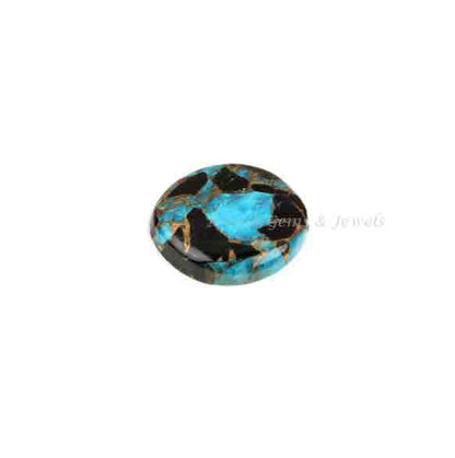 Blue & Black Copper Turquoise Round 5mm to 20mm Cabochon Loose Gemstone, Smooth Calibrated, Semi Precious Stone, For Making Jewelry 1 Pc