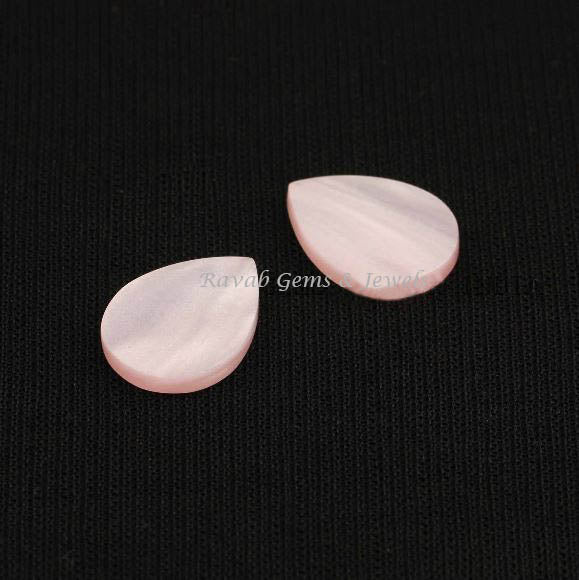 Mother of Pearl Pear Shape Flat Gemstone For Jewelry Making, MOP Loose Beads Calibrated Stone Pendant Ring Earring 2 Pcs 12x16mm All Sizes