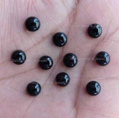 Natural Black Onyx Round Shape Smooth Cabochon Gemstone, Loose Stones Calibrated Stones For Matching Jewelry 5 Pcs Set Wholesale