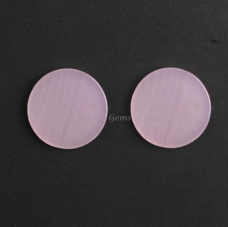 Rose Quartz Round Coin Shape Flat Gemstone for Jewelry Earring Making, Loose Beads Calibrated Stone For Lovely Gifted 2 Pcs Set 12mm