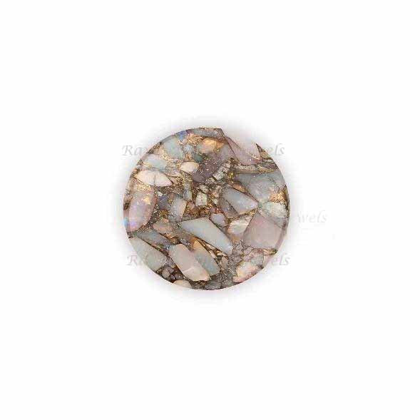 Ethiopian Opal Copper Composite Round 5mm to 20mm Cabochon Loose Gemstone, Smooth Calibrated, Semi Precious Stone, For Making Jewelry 1 Pc