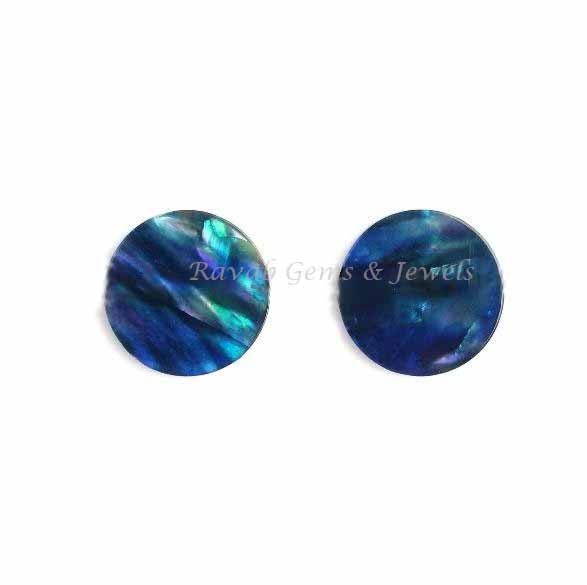 Dazzing Blue Ammolite Quartz Round Coin Flat Calibrated Gemstone, Loose Beads Stone, Semi Precious Stones For Earring, Ring Making 2 Pcs Set