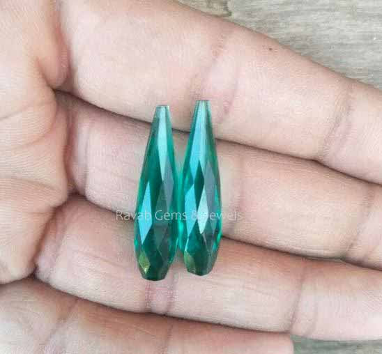 Excellent Cut Faceted Apatite Quartz 8x30mm Long Drop Gemstone, Loose Beads Teardrop Calibrated Stone For Jewelry Earring 2 Pcs Set All Size