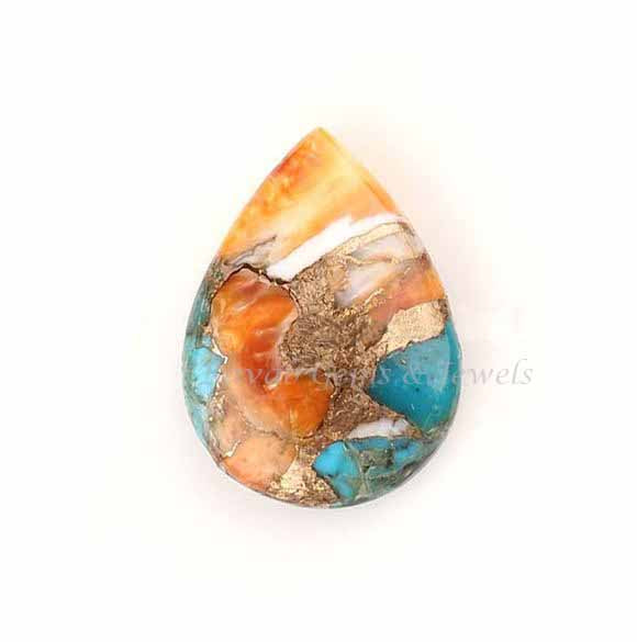 Purple & Orange Mix Spiny Oyster Turquoise Pear 5x7mm to 16x22mm Smooth Briolette, Semi Precious Loose Gemstone Bead For Jewelry Making 1 Pc