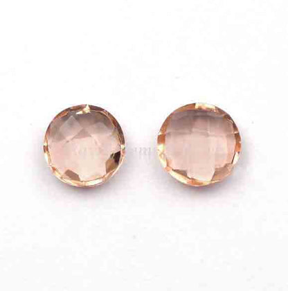 Peach Morganite Quartz Round Shape Faceted 12mm Gemstone, Briolette Calibrated Stone For Jewelry Making, Best Quality Gemstone 2 Pcs Set