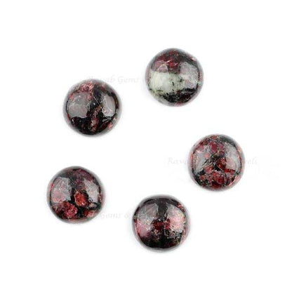 Natural Eudialyte, Edulite Round Smooth Calibrated Cabochons Gemstone | Loose Beads Stone For Matching Jewelry 5 Pcs Set 8mm-16mm