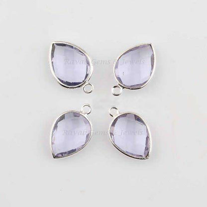 Pink Amethyst Quartz Pear Faceted Gemstone 925 Sterling Silver Charms Jewelry, 12x16mm Briolette Calibrated Gemstone Charm, 1 Pc Wholesale