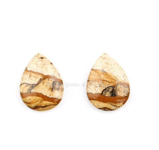 Picture Jasper 12x16mm Pear Shape Smooth Briolette, Loose Gemstone, Calibrated Stone, Semi Precious Stone, Best Quality Making Jewelry 2 Pc