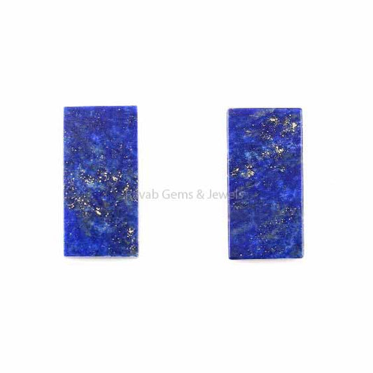 Natural Lapis Lazuli Rectangle shape 8x16mm Flat Gemstone for jewelry making, Natural Lapis Lazuli pendant, earrings making beads 2 pcs set