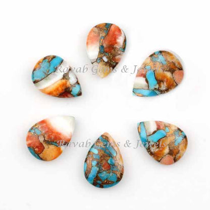 Mohave Copper Oyster Turquoise 12x16mm Pear Gemstone Briolette, Pear Shape Briolettes, Loose Gemstone Briolette, Turquoise Briolette- 2 Pcs