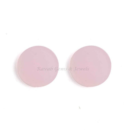 Rose Quartz Round Coin Shape Flat Gemstone for Jewelry Earring Making, Loose Beads Calibrated Stone For Lovely Gifted 2 Pcs Set 12mm