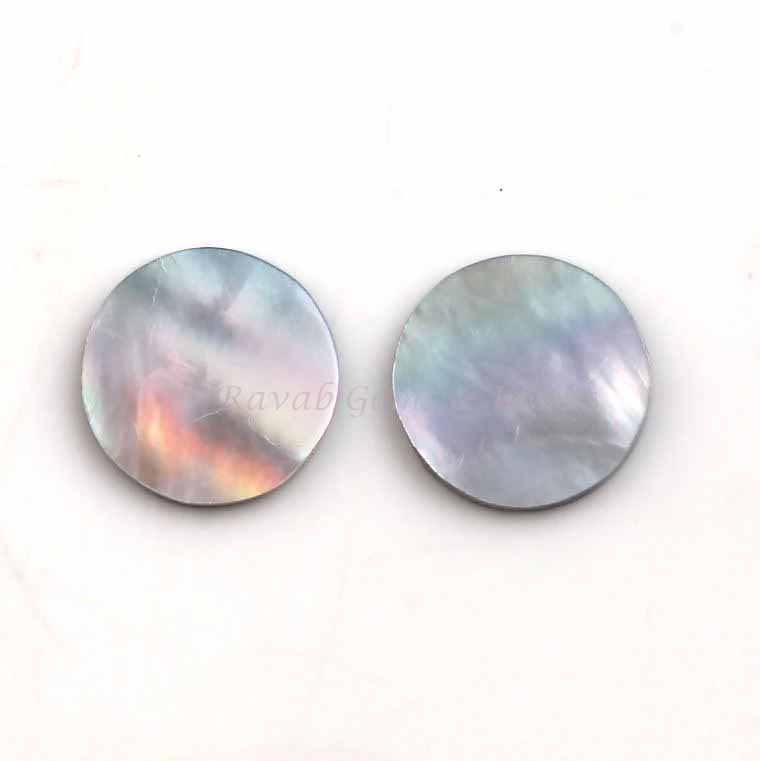 Multi Abalone Shell Round Coin Shape 12mm Flat Gemstone For Jewelry, Loose Beads Calibrated Stone For Matching Jewelry Earring Ring 2 Pcs