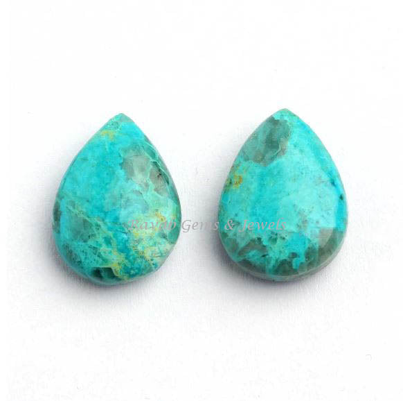 Natural Chrysocolla Pear Shape Smooth Briolette Gemstone, Loose Beads Calibrated Stone For Jewelry Earring 12x16mm 2 Pcs Set For Earring