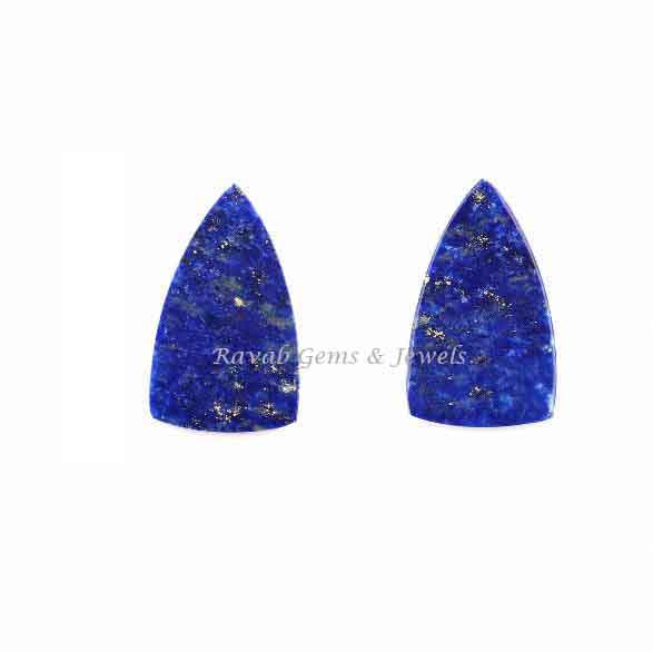 Natural Lapis Lazuli Trillion Shape 9x15mm Smooth Flat Gemstone, Calibrated Loose Beads Stone For Fancy Jewelry Earring Ring Making 2 Pcs