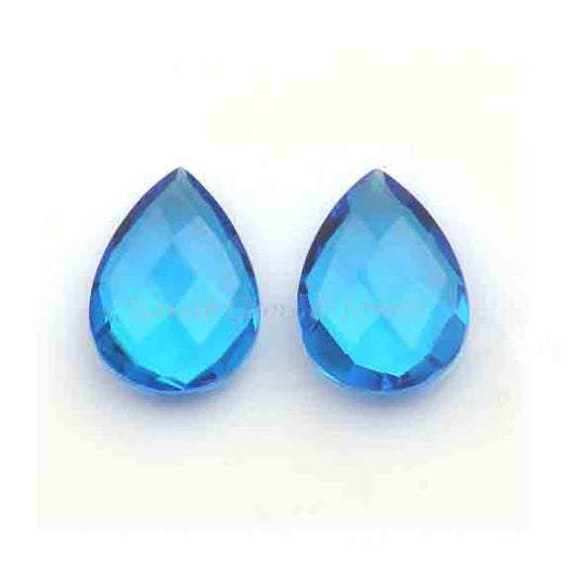 Swiss Blue Quartz Pear Shape 12x16mm Faceted Briolette Gemstone, Calibrated Loose Beads Stone For Earring Ring Necklace Making 2 Pcs Set