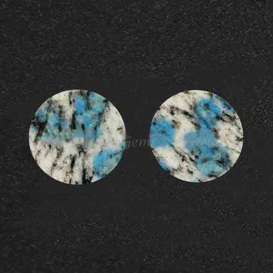 K2 Jasper Round Coin shape 12mm Flat Gemstone for jewelry making, K2 Jasper ring, pendant, earrings making beads 2 pcs set