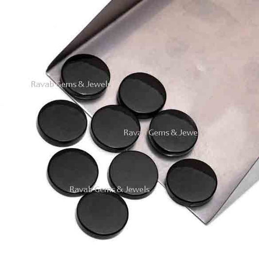 Black Onyx Round Coin shape 12mm Flat Gemstone for jewelry making, Black Onyx pendant, earrings, necklace etc making beads 2 pcs set