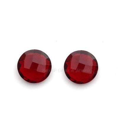 Red Garnet Quartz Round Shape 12mm Gemstone, Smooth Briolette Stones For Jewelry Making, Loose Calibrated Beads, Love Gifted 2 Pcs Set