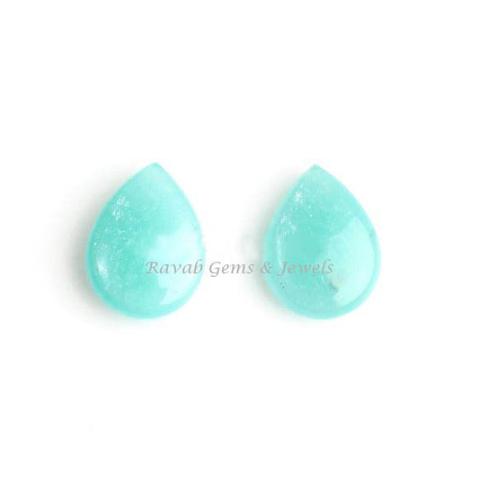 Natural Amazonite Pear Shape Smooth Briolette Gemstone For Jewelry, Calibrated Loose Beads Stone For Fancy Earring Making 2 Pcs Set