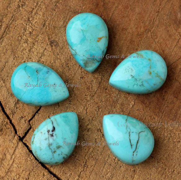 Natural Arizona USA Turquoise, 12x16mm Pear Shape Briolette Smooth, Loose Gemstone, Semi Precious Stone Calibrated Stone, For Jewelry 5 Pcs