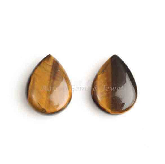 Tiger's Eye Pear Shape Smooth Briolette Gemstone, Calibrated Loose Beads Stone For Jewelry Earring Making, Stone For Sale 2 Pcs