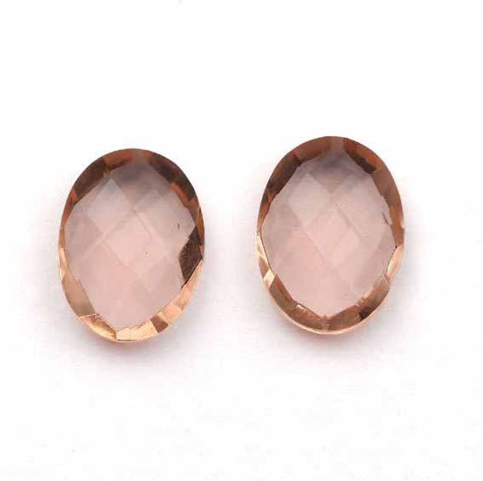 Peach Morganite Quartz Oval Shape 12x16mm Gemstone, Faceted Calibrated Briolette Stones For Jewelry Earring Making, Best Quality 2 Pcs Set