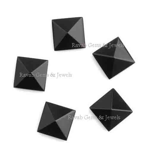 Black Onyx Square Shape Pyramid Step Cut Faceted Gemstone, Calibrated Loose Beads Stone For Jewelry Making For Gifted 12mm 5 pcs